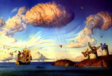 150の主題の芸術作品 Painting - モダン コンテンポラリー 21 シュルレアリスム 蝶 船 風車